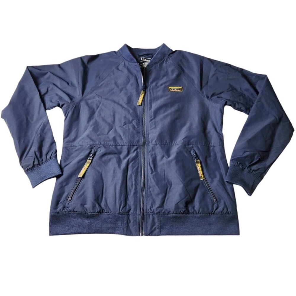 LL Bean Fleece Lined Nylon Jacket Mens Medium Blue Full Zip Size M - Picture 2 of 7